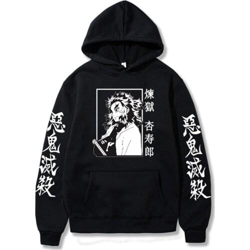 2021 New Arrival Anime Costume Demon Slayer Kyojuro Rengoku The Flame Hashira Printing Hoodie Harajuku Pullover Sweatshirt