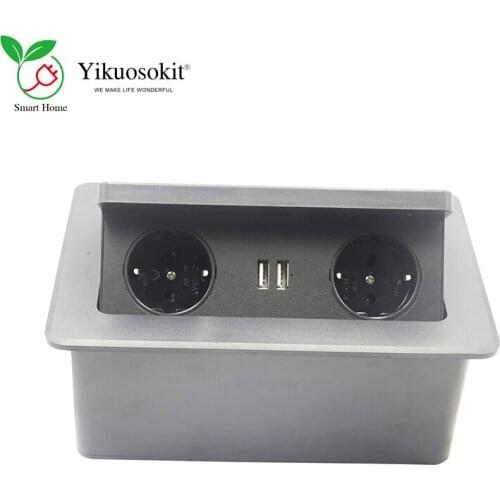 New Arrival High Quality Desktop Damping Pop Up Sockets For Office Table With 2 AC Power Outlets and USB Ports Wireless Charger