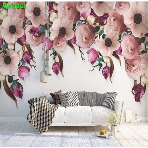 3d wallpaper custom photo American hand-painted rose flower vine garden wind wallpaper modern minimalist living room bedroom