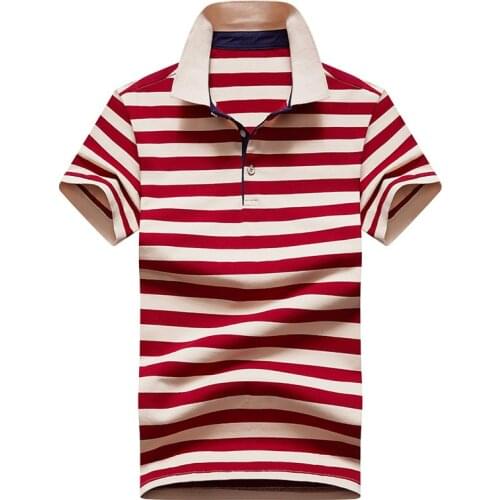 Striped Polo Shirts Summer Polo T Shirt for Men Casual Fashion Loose Cotton Tshirt Breathable Short Sleeves Polos Para Hombre