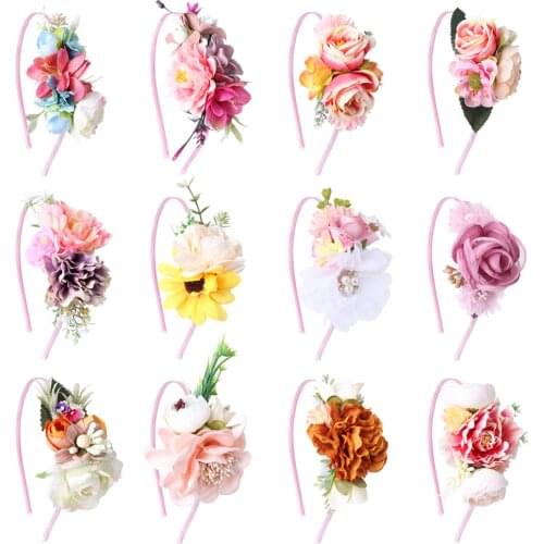 Girls Headmade Flower Headband DIY Hairband For Kid Hair Hoop Headdress Hair Accessories Princess Photography Props
