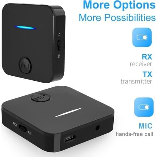 Bluetooth-compatible 5.0 Receiver Transmitter for Music Streaming AUX Port Small Piece Wireless Adapter for Car PC TV