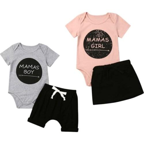 Pudcoco Kids Baby Clothes Set Big/Little Sister Brother Tops Romper Shorts Family Matching Outfit Summer Family Clothes Set 0-3Y