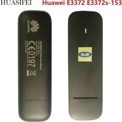 Unlocked Huawei E3372 E3372s-153 4G LTE 150Mbps USB Stick Dongle Modem Wifi Sim Card Modem 4g With 2pcs 5dbi CRC9 antenna