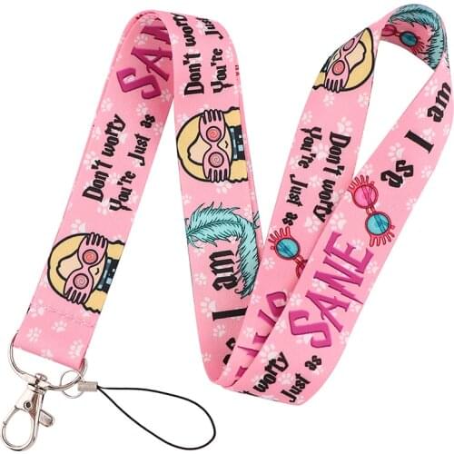 ER1083 Pink Cartoon Wizard Student Lanyard Card Holder Student Hanging Neck Phone Lanyard Keys USB Badge Holder DIY Hang Rope