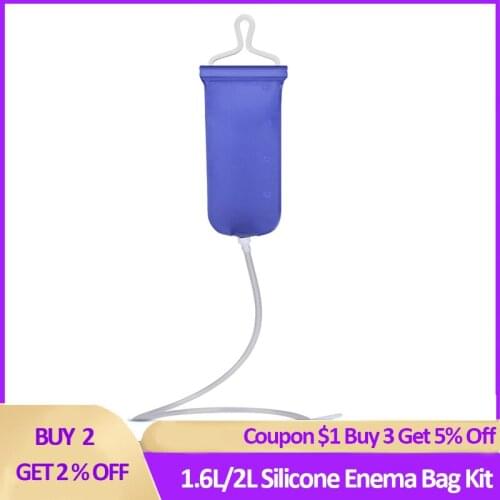 1.6L/2L Silicone Enema Bag Kit Foldable Anal Cleansing Enemator Flexible Irrigator Anal Cleaner Shower Vaginal Cleaning Tool