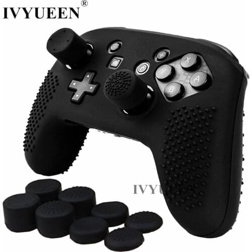 IVYUEEN Silicone Rubber Cover Case for Nintend Switch NS NX Pro Controller Protective Skin with 8 Caps Grips for NintendoSwitch