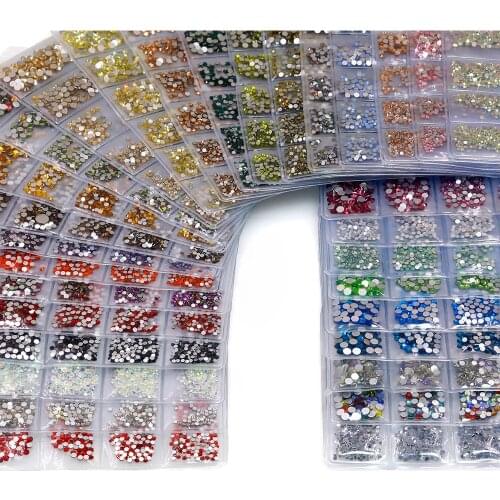 Swarovsky SS3-SS10 Mix Sizes Flatback Non hotfix Crystal Glass Nails Art Rhinestones For 3D Nail Art Rhinestones Decoration Gems