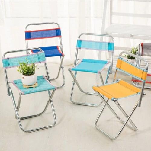 Stainless Steel Folding Stool Comfort Portable Home Outdoor Armchair Back Chair for Camping Fishing Kids and Adults Random Color
