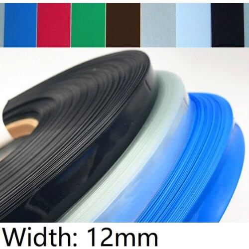Width 12mm PVC Heat Shrink Tube Dia 7mm Lithium Battery Insulated Film Wrap Protection Case Pack Wire Cable Sleeve Colorful
