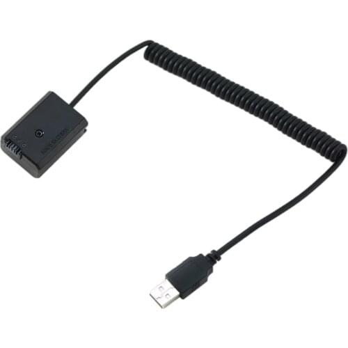 USB Power Cable To Np-FW50 Dummy Battery fits for Sony Battery Bank A7 A7R A7S, Length 35 to 100cm