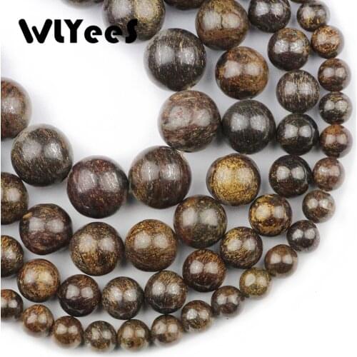 WLYeeS High Quality Natural Bronzite Stone Round Ball 6 8 10 12mm Loose beads for Women Jewelry bracelet Making DIY Accessories