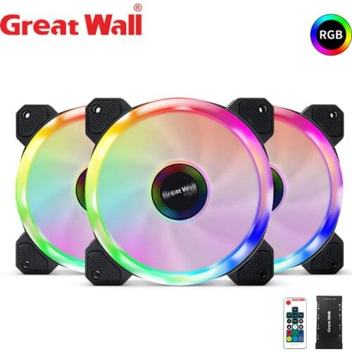 Great Wall 120mm RGB Fan Cooler 12V Silent Cooling Fans Heat Sink Computer Case Cooler Fan Cooling For PC LED