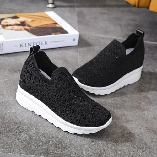 Women flats loafer 2021 new slip-on knit sock shoes woman sneakers comfortable breathable mesh women sneakers