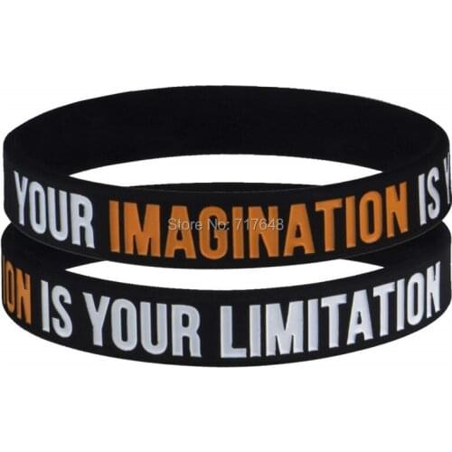 100pcs Daily Discipline Motivating Your Imagination Is Your Limitation wristband silicone bracelets free shipping by epacket A