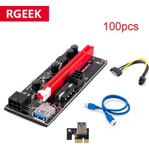 100 Pcs Ver009 Usb 3.0 Pci-E Riser Ver 009S Express 1X 4X 8X 16X GPU Extender Adapter Card Sata 15Pin to 6 Pin Power Cable