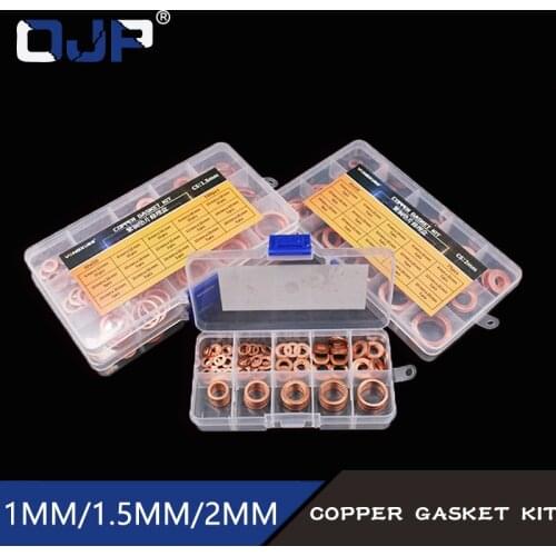 150PC 15Sizes M5 M6 M8 M9 M10 M12 M14 M16 M18 M20 T3 ORing Gasket Sealing Ring Copper Washer Boat Crush Washer Flat Ring Set Ki