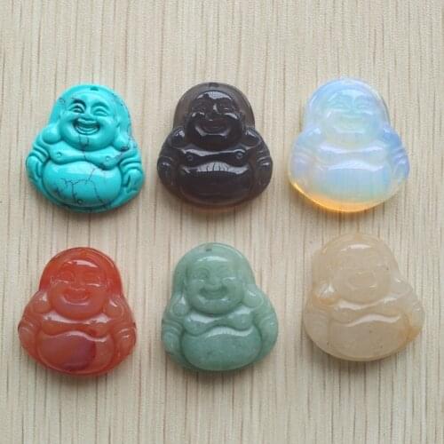 2018 high quality assorted natural stone buddha carved charms pendants for jewelry making 6pcs/lot wholesale free shipping