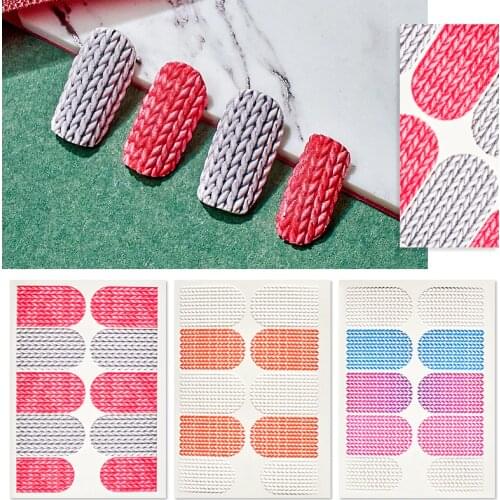 3D Acrylic Engraved Nail Sticker Sweater Charm Desgin Water Decals Empaistic Nail Water Slide Decals