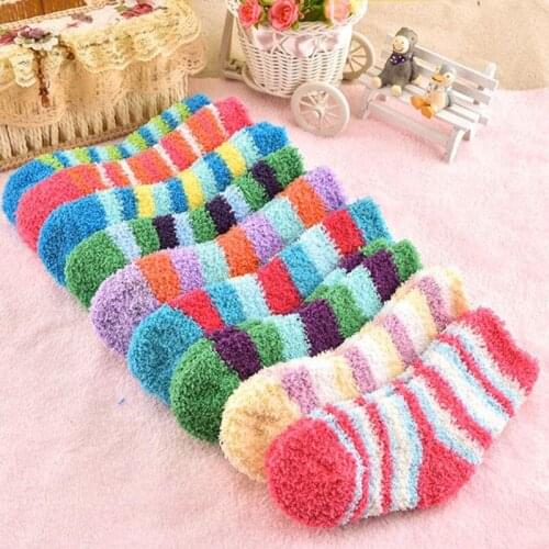4Pairs/Lot Winter To Keep Warm Coral Fleece Fashion Able Sweet Candy Colors Baby Socks Boy Girls
