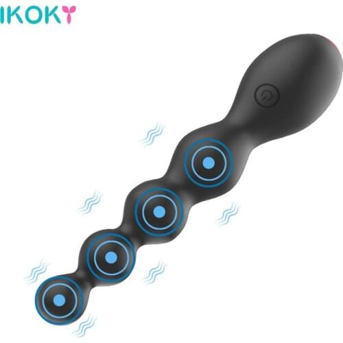 IKOKY 10 Speed Vibrating Butt Plug Sex Toy for Women Clitoris Stimulator Prostate Massager Erotic Anal Beads Vibrator