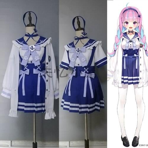 Anime VTuber Hololive Minato Aqua SJ School Uniform Dress Cute Suit Any Size Cosplay Costume Women Halloween Free Shipping 2020