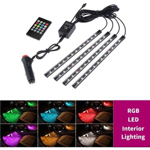 Car USB LED RGB Atmosphere Strip Light Remote voice control Interior Styling Decorative RGB LED Dynamic ambient Strip Light