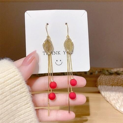 Fringed Long Leaf Drop Earrings 2021 Fashion Pendant Female Earrings Summer Jewelry Girls Party Gifts Exquisite Ear Line