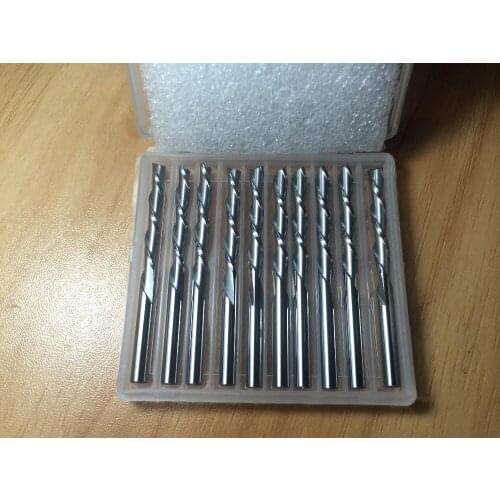 Free shipping, 5pcs/lot 4*12mm left handed 2 spiral flute bits, Down Cut carbide endmill, Left-Handed spiral cutter