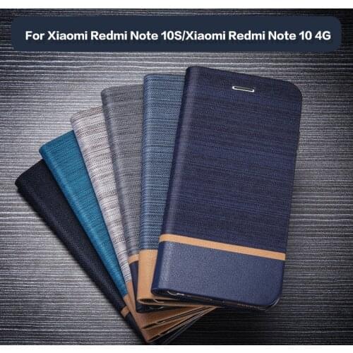 PU Leather Wallet Case For Xiaomi Redmi Note 10S Business Phone Case For Xiaomi Redmi Note 10 4G Case Soft Silicone Back Cover