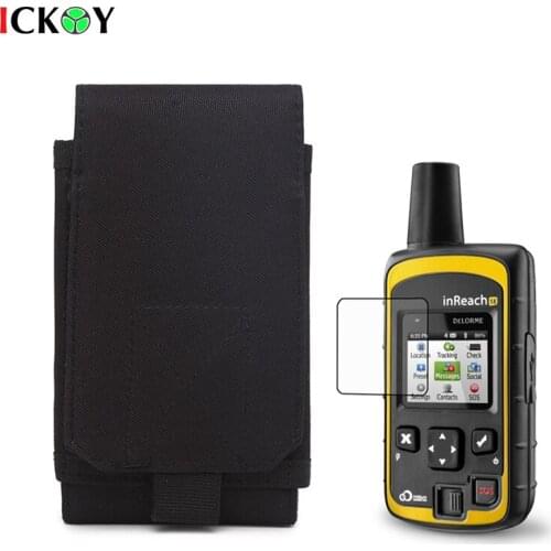 Outdoor Army Camo Camouflage Bag Belt Pouch Portable Case + Screen Protector Film for Delorme inReach SE Hiking GPS Accessories