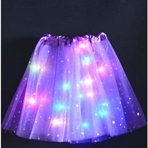 Flower Star Princess Girl Kids Light Tutu LED Skirt Tulle Birthday Gift Glow Party Wedding Costume Led Clothing Christmas Xmas