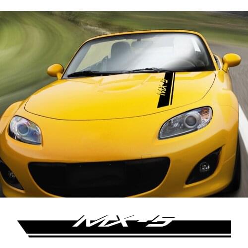 For Mazda MX-5 Car Hood Sticker Sport Bonnet Stripes Auto Engine Cover Decor Styling Racing Vinyl Decals Car Tuning Accessories