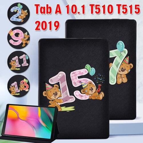 For Samsung Galaxy Tab A 10.1 Inch 2019 SM-T510 T515 Tablet Case Flip Stand Leather Cover Case + Free Stylus