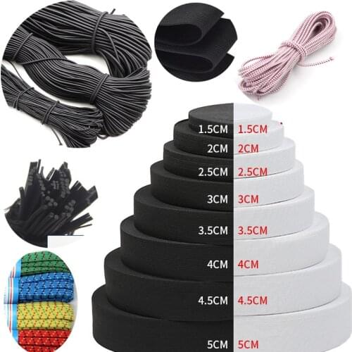 10/15/20/25/30/35/40/50/60mm White/black Flat Elastic Bands ewing Stretch rope Elastic Rubber for DIY mask Garment accessories