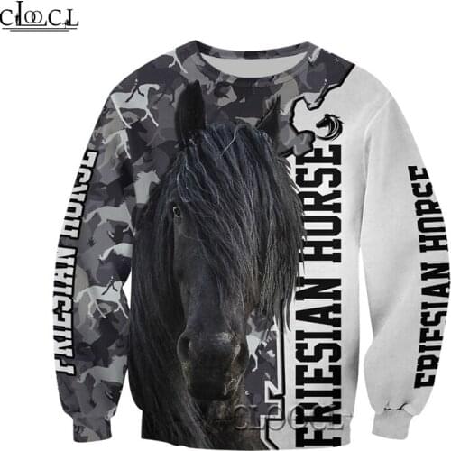 HX Drop Shipping Lovely Friesian Horse 3D Printed Animal Mens Women Hoodie Harajuku Sweatshirt Unisex Casual Jacket Pullover