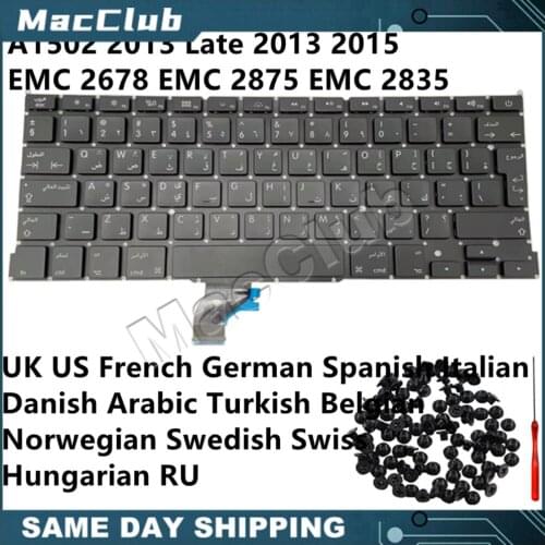 UK US French Danish German Spanish Italian Danish keyboard for Macbook PRO A1502 2013-2015 UK Keyboard Japan JP Keyboard