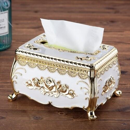 European Style Retro Tissue Box Household Living Room kitchen Napkin Case Hotel Office Desk Accessories Acrylic Paper Box