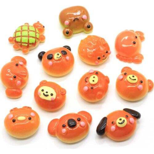 Cute Resin Cartoon Animal Bear Bread Crafts Dollhouse Food Cake Decorations Cabochon DIY Scrapbooking For Phone Case