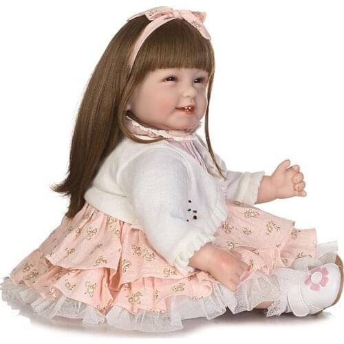 Soft Silicone Simulation Dolls for Children Gifts Alive Lifelike Real Touch Baby Doll Long Hair Reborn Doll Fashion Toys