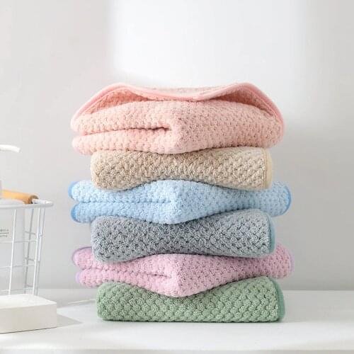 2Pcs Bath Towel High Density Coral Velvet Towel Set Pineapple Thickened Absorbent Household Bath Towel
