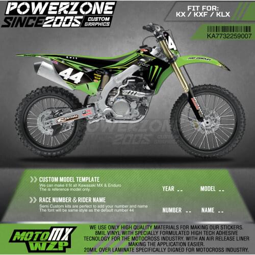PowerZone Custom Team Graphics Decals 3M Stickers Kit For Kawasaki Sticker Decal 2013-2016 KX250F 07