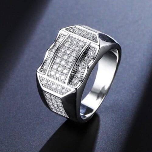 Ofertas Milangirl Unisex Luxury Zirconia Big Rings for Men Women Jewelry Wedding Engagement Statement Ring Famale Male Jewelry