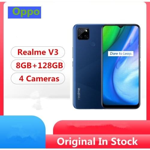 Original Realme V3 5G Mobile Phone Mediatek 720 Android 10.0 6.5" 1600x720 8GB RAM 128GB ROM 13.0MP 5000mAh 18W Charger