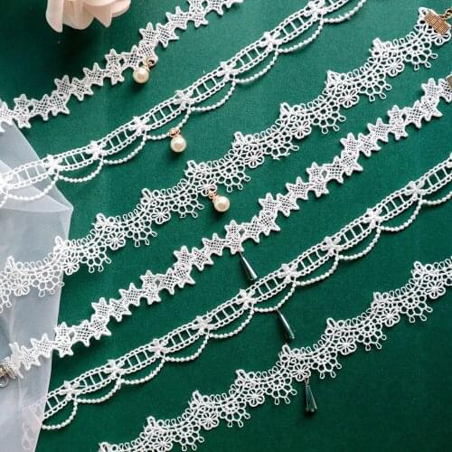 Sexy White Lace Flower Imitaion Pearl Choker Necklaces for Women Girls Fashion Gothic Necklace Collares Neck Jewelry Gifts FS73