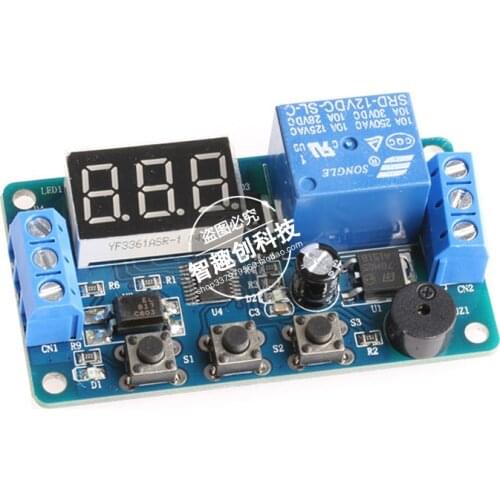 Digital LED Display Time Delay Relay Module Board DC 12V Control Timer Switch Trigger Cycle Module Car Buzzer PLC Automation