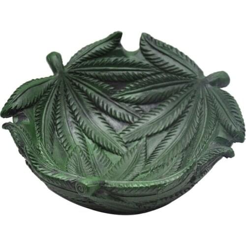 Portable Resin Ashtray Dark Green Leaves Cigarette Cigar Ashtray Tabletop Smoking Ash Tray Decoration for Home Office