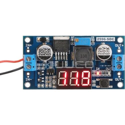 LM2596 DC 12v adjustable Voltage Regulated Power Supply Converter 24v to 12v 12 Volt to 5v 5 volt Buck Converter + LED Voltmeter