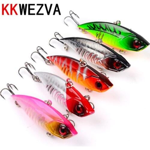 KKWEZVA VIB Hard Fishing Lure 5PCS/65mm 11g Plastic Lure with Ball and Treble Hooks Crankbait Fish Wobbler Pesca Fishing Bait