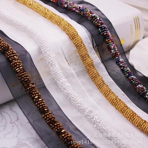 10Yards Gauze Rope Beaded Lace Trim Mesh Lace Ribbon Fabric Clothes Decoration Wedding Dress Collar Sleeve Belt Lace Accessories